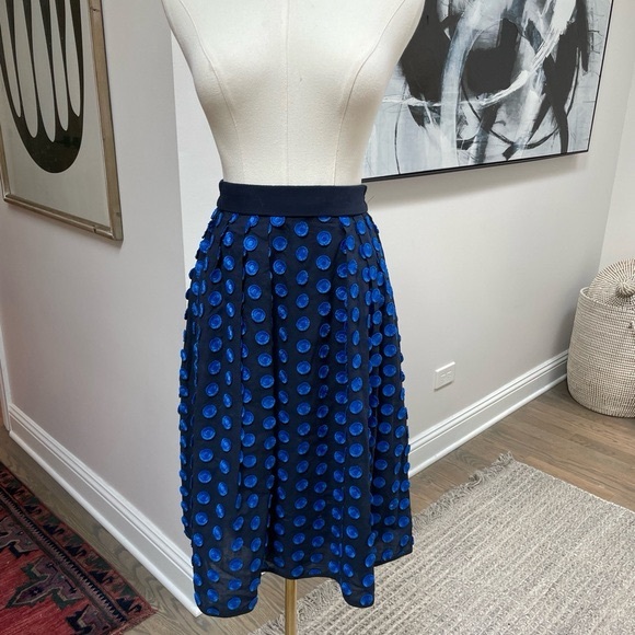 JCrew Polka Dot Blue Midi Skirt - Picture 2 of 5